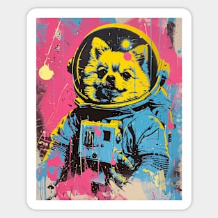 Pomeranian dog astronaut portrait Sticker